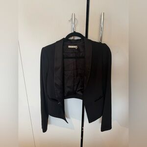 Alice & Olivia cropped black tuxedo blazer